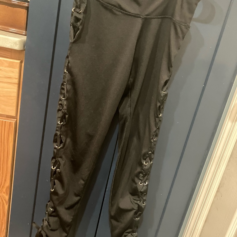 Stylish Black Lace-Up Pants